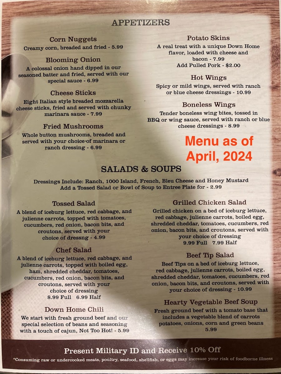 Down Home Restaurant Menu - Image 4